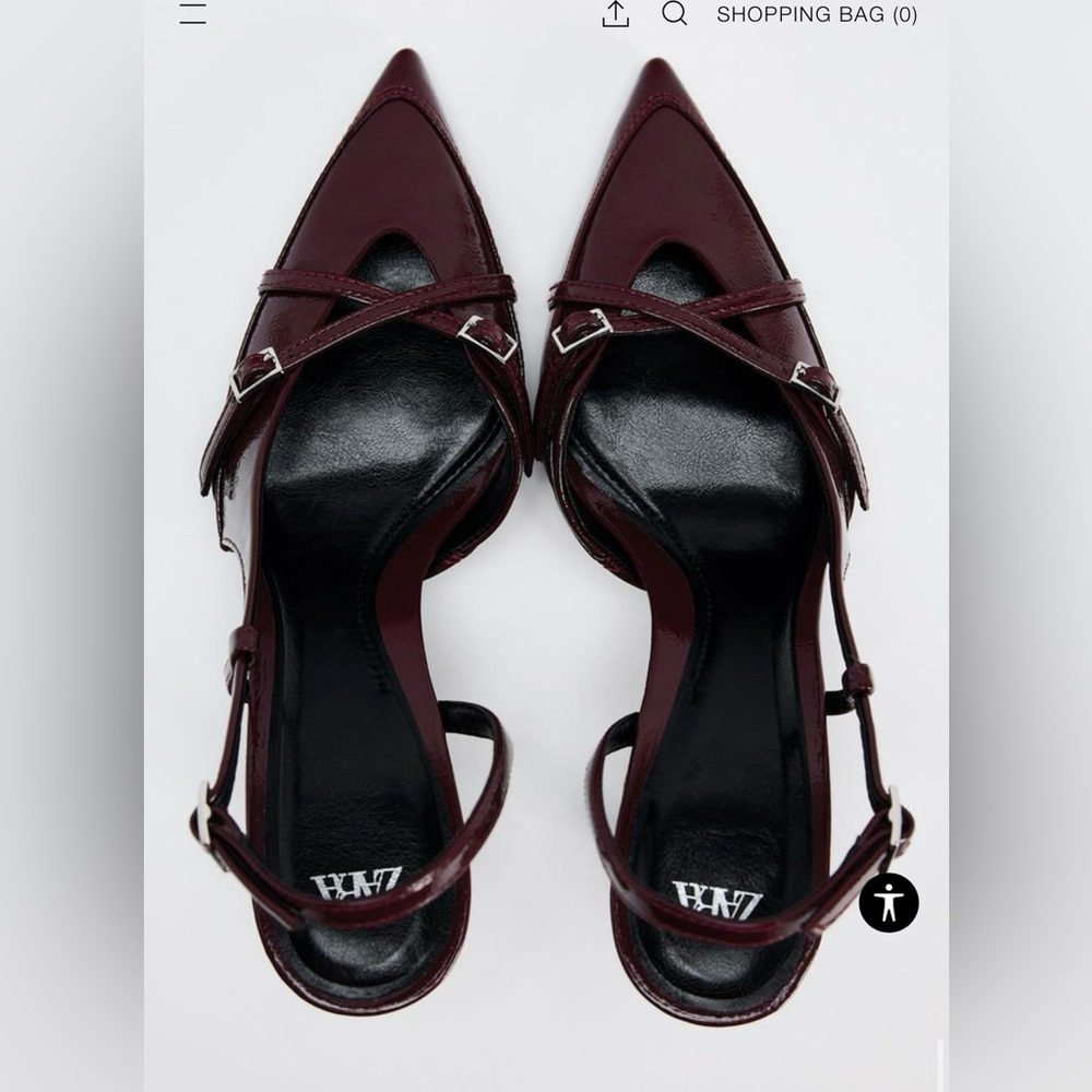 Zara Buckled Strap Heeled Shoes - Burgundy/Size 8 - never worn and new with tag!